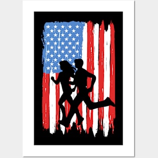 American Flag 5k Run Graphic Posters and Art